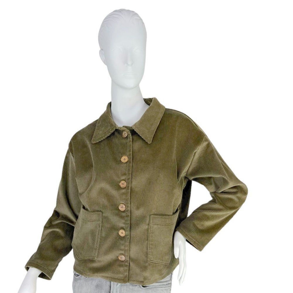 Past Life The Collective Denver Colorado Lucy Corduroy Cropped Olive Jacket  XS